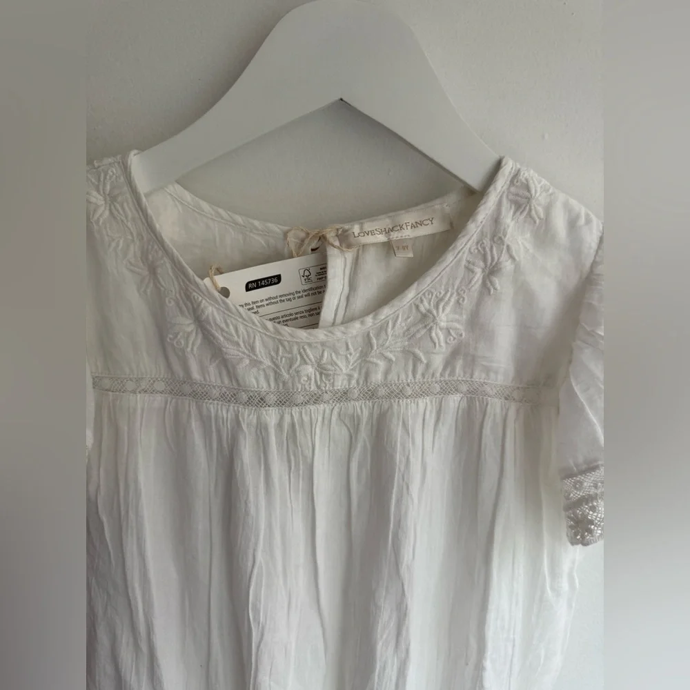 Girls size 7y loveshackfancy White Short Sleeve Dress